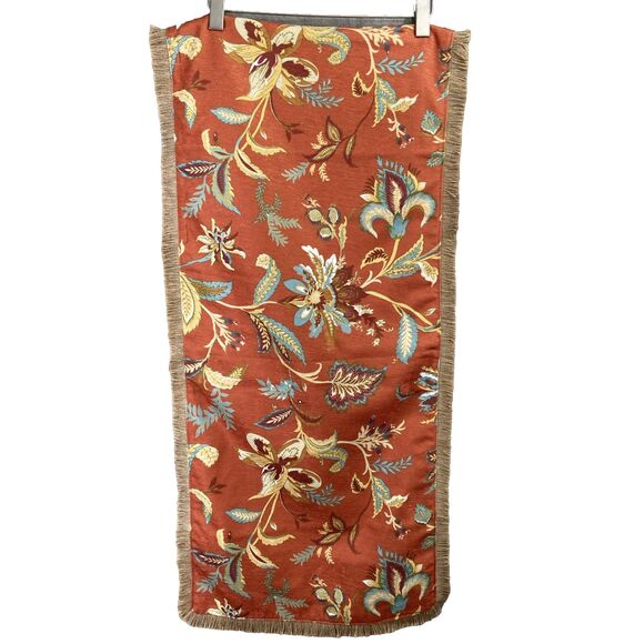 Cynthia Rowley Table Runner Floral Flowers Summer Fall Colors Colorful Fringed - Picture 1 of 9